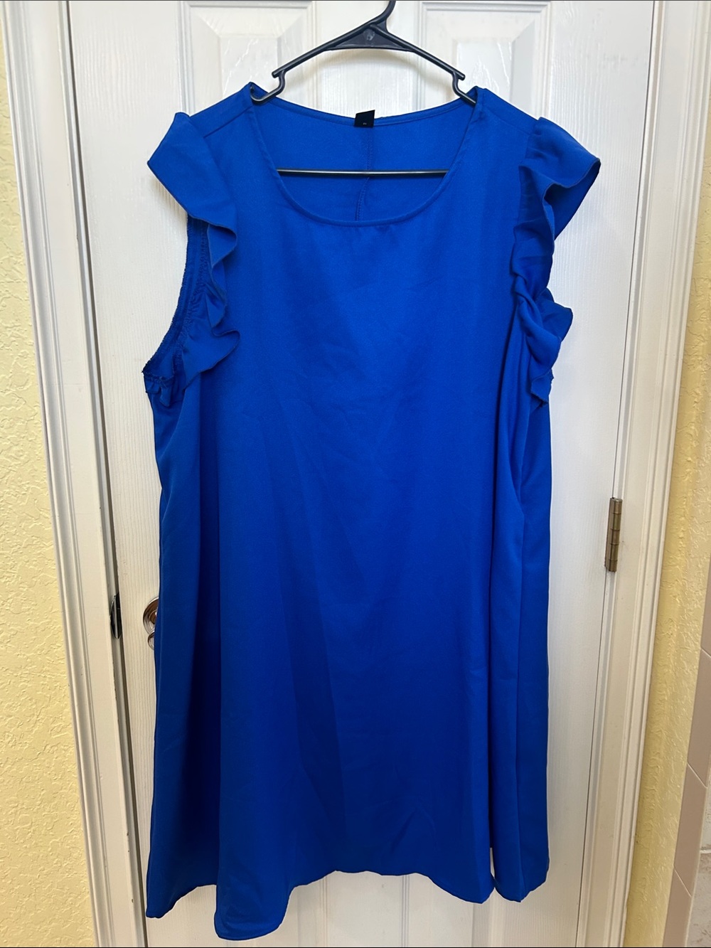 SHEIN Cobalt Blue Ruffle-Sleeve Midi Dress